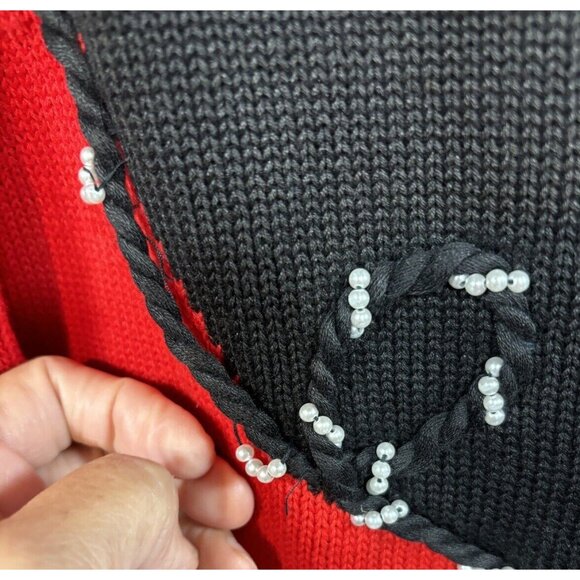 Vtg Michael Simon Cardigan Sweater Sz 2 Cowgirl Chic Red Embellished Ugly Xmas - Picture 5 of 6